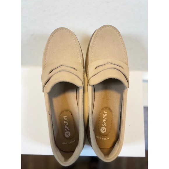 Sperry Wells Penny Loafer Women Beige Suede Slip On Comfort Casual size 9 - Picture 3 of 5